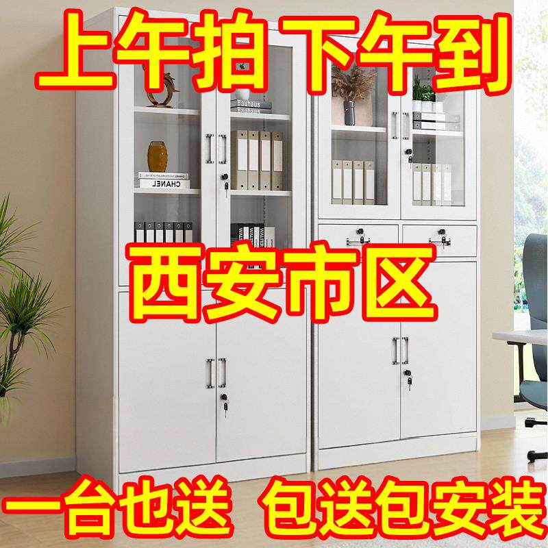 钢制文件柜铁皮柜子办公室收纳凭证柜档案柜资料柜带锁收纳柜西安