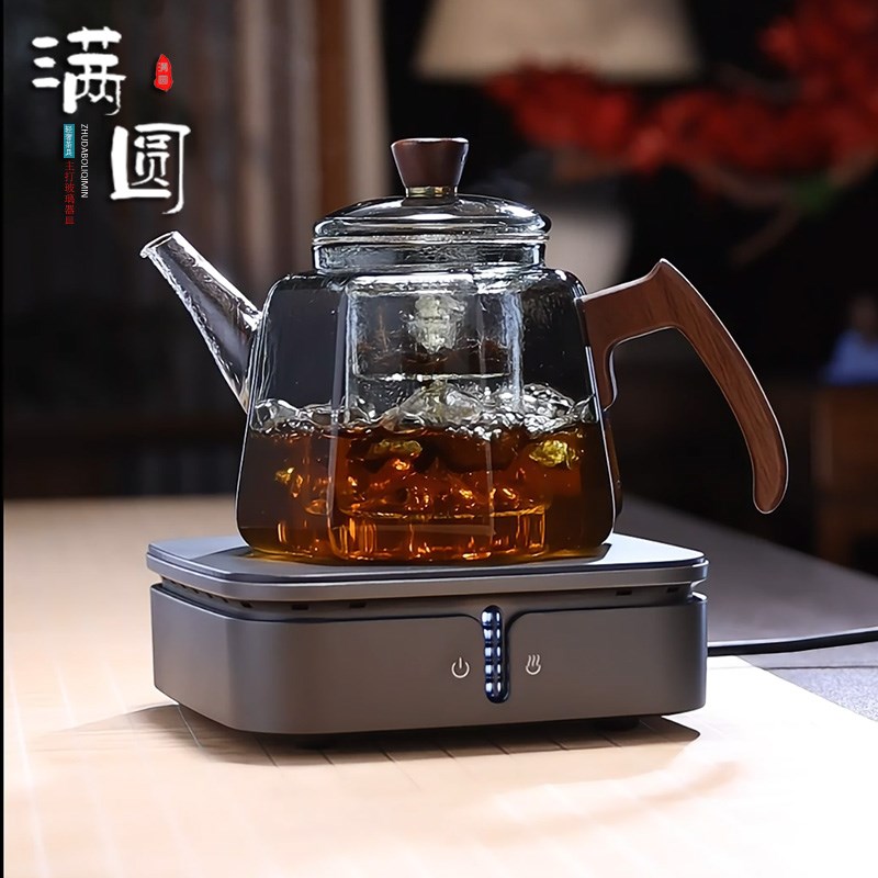 轻奢创意侧把八宝壶耐热加厚玻璃大容量煮水家用保温电陶炉煮茶壶