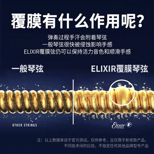 伊利克斯吉他弦ELIXIR琴弦16052民谣木吉他弦一套6根电吉他弦全套