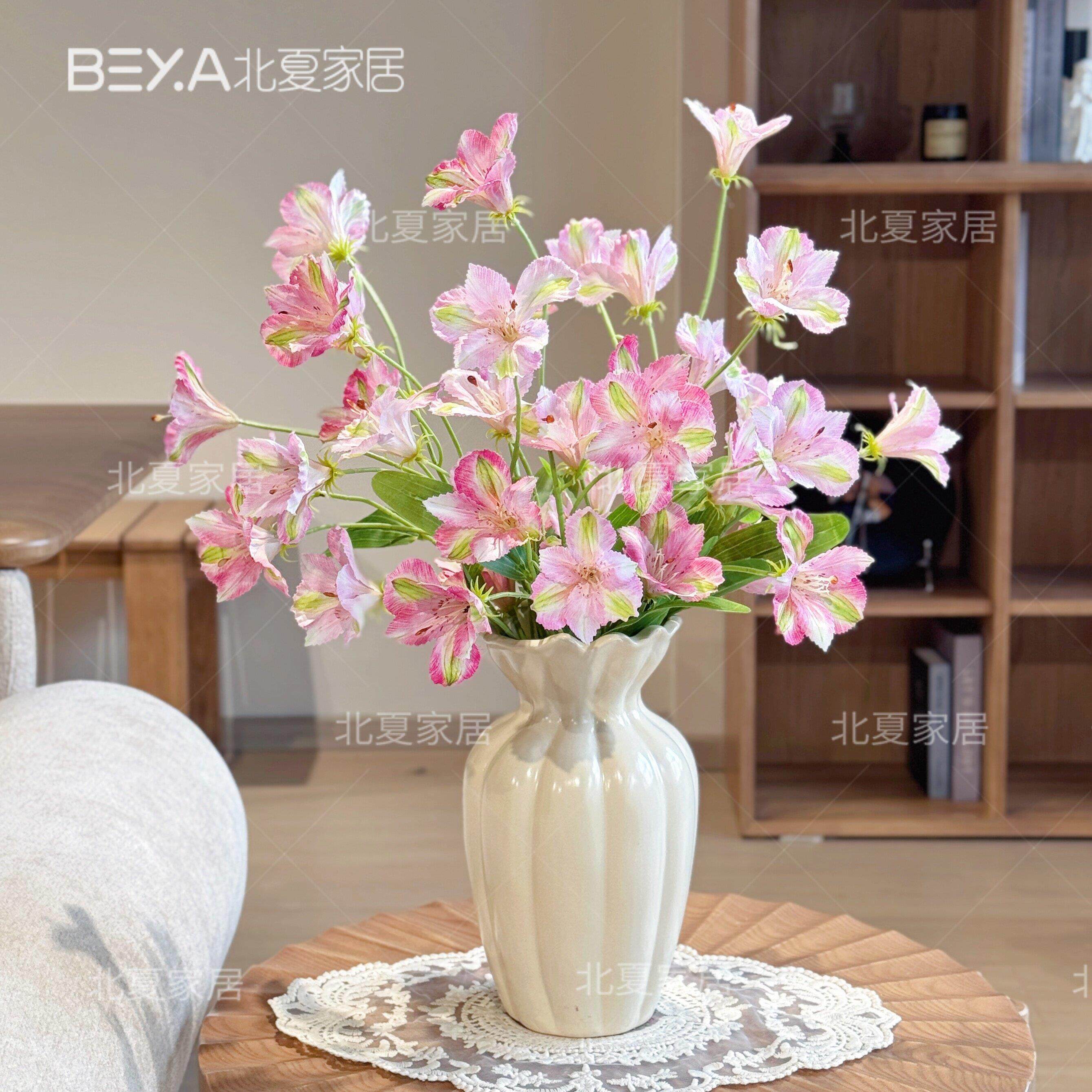 水仙百合花假花彷真花客厅摆件餐桌花绢花花家居摆设花束彷真绢花
