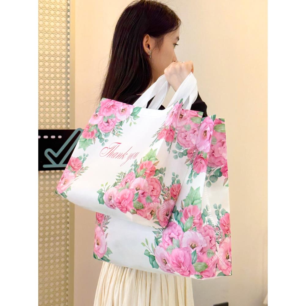 覆膜不织布手提袋子礼品袋女装服装店不织布布袋厚购物袋化妆品袋