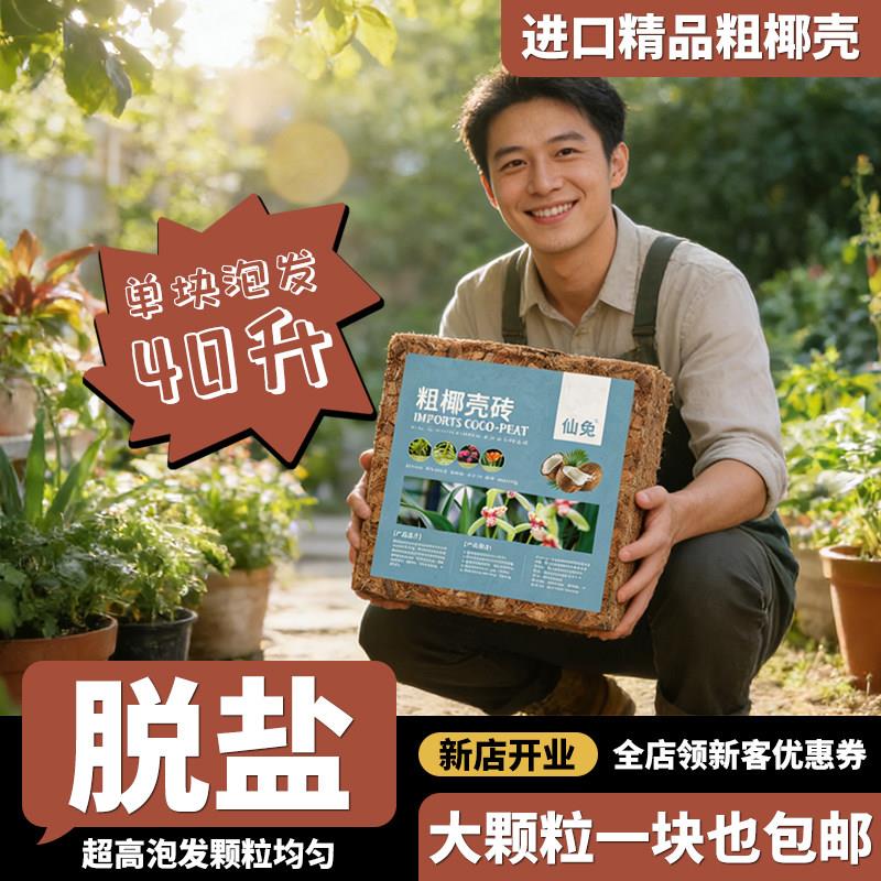 仙兔进口精品大颗粒脱盐粗椰壳砖石斛花土蝴蝶兰花专用植料土垫材