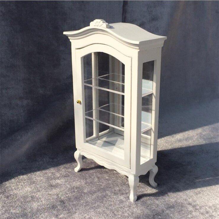 1:12娃娃屋DOLLHOUSE微缩模型屋迷你家具配件纯白弧顶珍藏柜子
