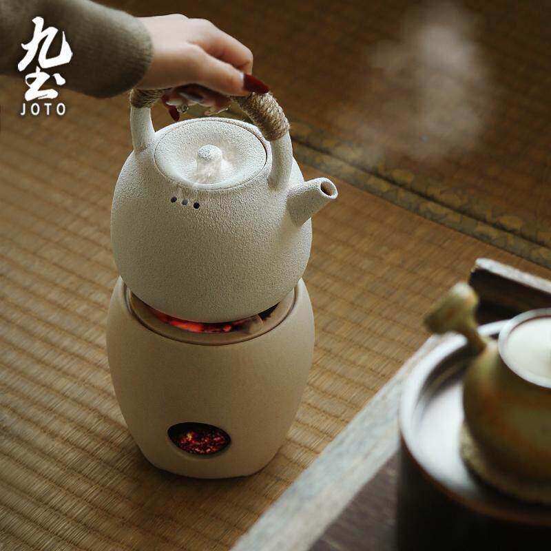 九土陶土提梁壶陶瓷煮茶壶烧水壶功夫茶具复古粗陶壶黑晶炉茶壶