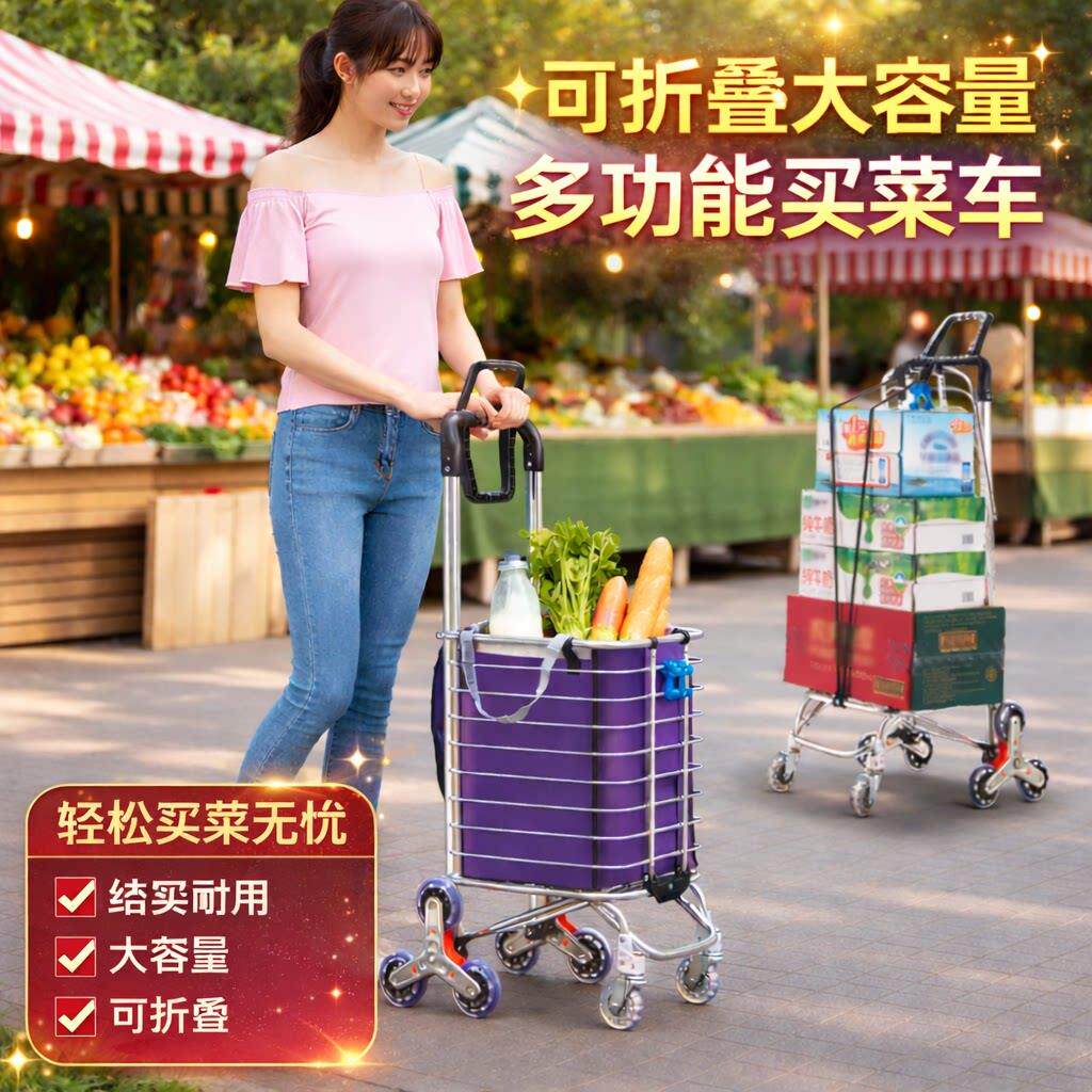 购物车买菜车小拉车轻便携折叠拉杆家用推车老人爬楼梯手拉货车