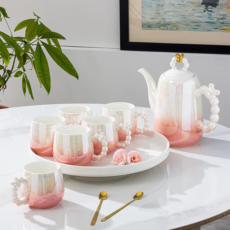 轻奢陶瓷水杯套装家用客厅茶杯水壶水具杯子结婚高档茶具整套乔迁