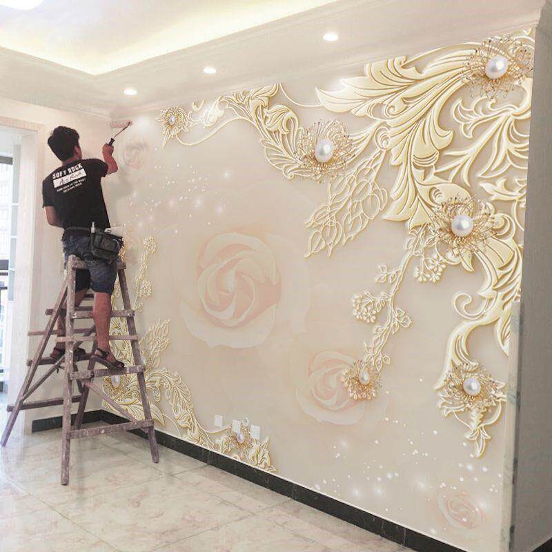 轻奢欧式电视背景墙壁纸客厅简约浮雕装饰贴纸自粘3d立体墙贴壁画