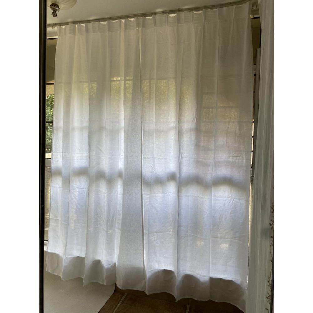 纯亚麻过滤窗帘白色简单时尚半遮光窗纱遮阳伞