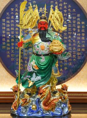 武财神关公神像供奉像树脂生意人摆件九龙关公绿袍关二爷关羽镇宅