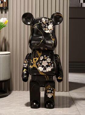 轻奢风格艺术贴花破洞熊落地摆件 DIR O品牌高端大厅电视柜装饰品