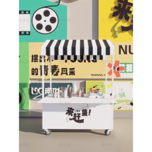 户外摆摊小推车夜市摊位架可移动花车集市售卖车超市促销小吃餐车