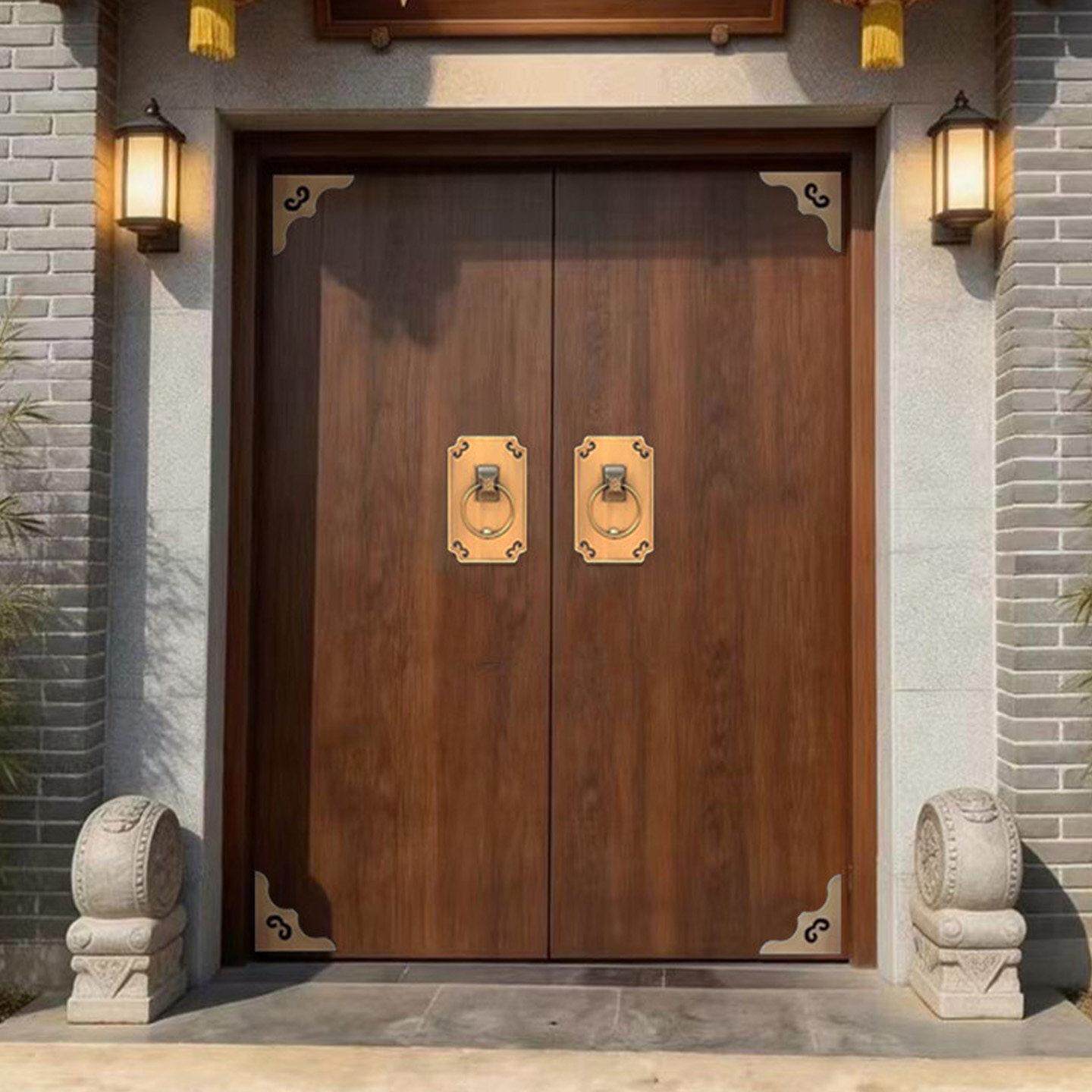 大门农村自建房别墅乡村庭院入户双门铸铝四开锌合金对开门铜门