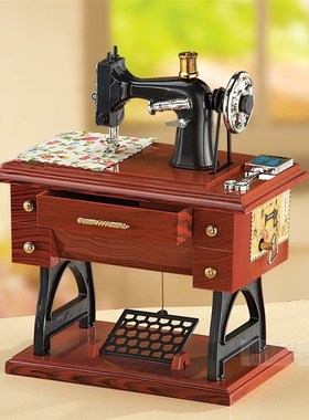 现 纽约下城公园进口回忆童年时光祖母的缝纫机怀旧音乐盒摆件