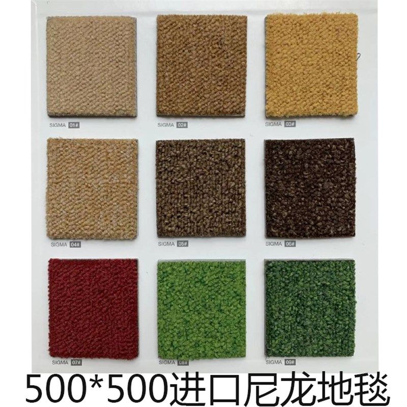 进口尼龙地毯防火地毯阻燃B1级块毯500*500块毯办公室PVC底地毯