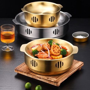 不锈钢酒席干锅保温炉锅仔鱼头锅海鲜牛蛙干锅酒精炉带耳干锅炉