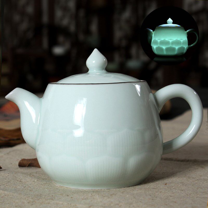 亦紫陶功夫茶具陶瓷茶壶 茶道零配复古龙泉青瓷粉青釉 影青瓷冲罐