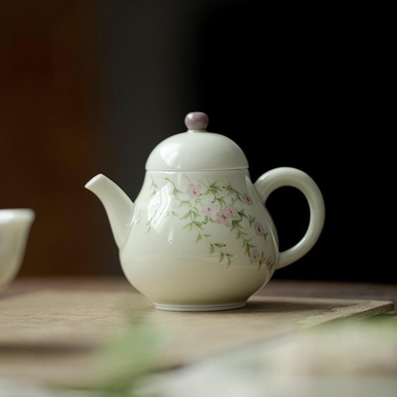 釉下彩手绘蔷薇茶壶主人杯家用手工陶瓷泡茶壶带过滤白瓷单壶不烫,餐饮具,茶壶,淘宝优惠券,粉丝福利购,淘宝优惠卷