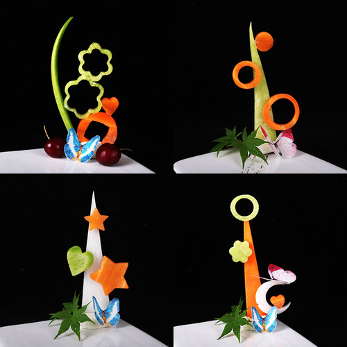 果蔬压花模具盘饰雕刻工具冷菜意境创意摆盘花草厨师用品盘头点缀