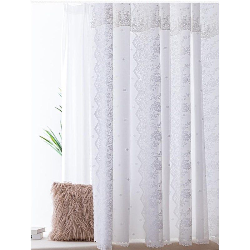 xyf法式窗帘免打孔安装遮光白色2022年新款纱帘伸缩杆套装飘窗阳,居家布艺,成品窗帘,淘宝优惠券,粉丝福利购,淘宝优惠卷