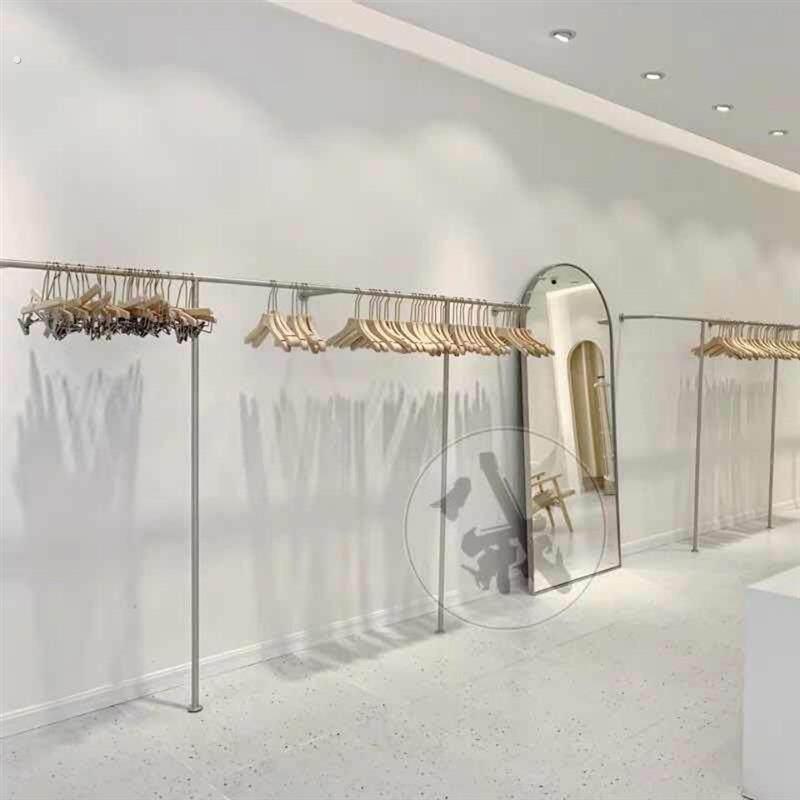 服装店铁艺展示架网红挂衣杆女装店货架上墙壁挂式墙上落地悬挂式