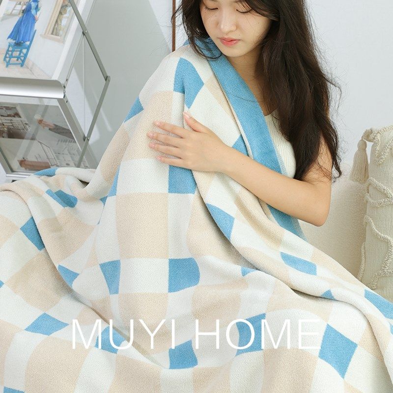 小清新格纹短毛绒休闲毛毯办公室午睡毯披肩客厅沙发毯盖毯子,床上用品,休闲毯/毛毯/绒毯,淘宝优惠券,粉丝福利购,淘宝优惠卷