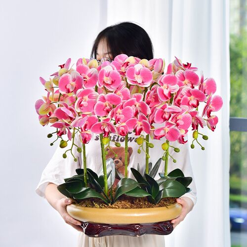 保湿手感蝴蝶兰假花仿真花摆设客厅前台装饰花高端大花束餐桌摆件