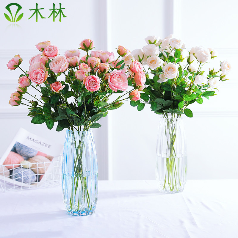 仿真花假花玫瑰绢花室内装饰花单只花束客厅餐桌摆件花艺工艺品