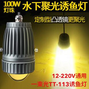 113水下诱鱼灯船用集鱼夜钓LED灯筏钓翘嘴黄光引鱼聚鱼桥钓竿稍灯