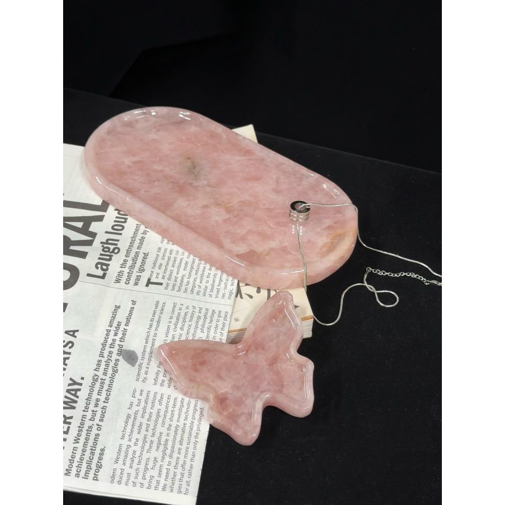 粉红色水晶天然大理石托盘斯堪的纳维亚梳妆台珠宝化妆品存储托盘