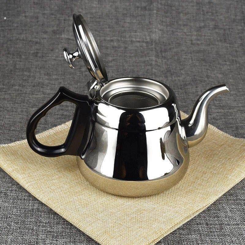 加厚不锈钢茶壶带滤网饭店餐厅泡茶水壶家用电磁炉烧水壶平底单壶