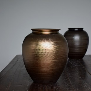 陶瓷花瓶金色陶瓷罐桌面落地大号花器干枝陶罐酒店样板房玄关装饰