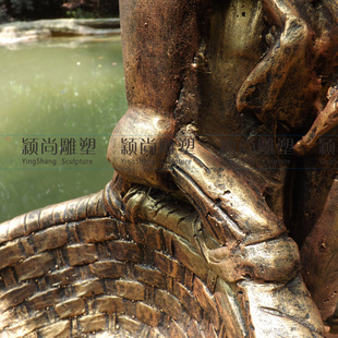 庭院花园草坪玻璃钢摆件摆设欧式人物装饰抬筐小情侣多肉花盆花篮