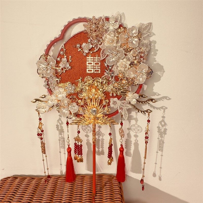 结婚团扇中式新娘婚礼高级扇子diy材料包手工喜扇秀禾服出嫁红色,家居饰品,工艺扇/团扇/喜扇/折扇,淘宝优惠券,粉丝福利购,淘宝优惠卷
