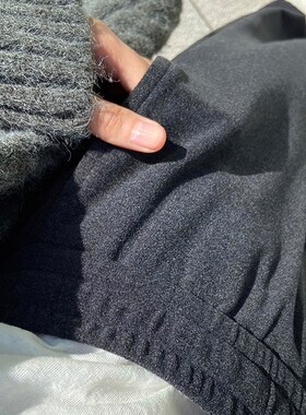 深灰色糯米休闲裤女夏季新款胖妹妹mm高腰宽松显瘦垂感阔腿长裤子