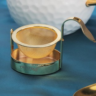 twinings英国川宁茶具不锈钢茶漏金色手持旋转茶漏
