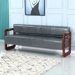 理发店沙发等候椅沙龙休闲长条复古实木休息椅美容美发美甲候客椅