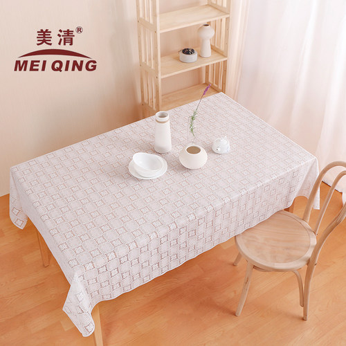 白色桌布长方形塑料蕾丝座布餐桌布白色桌垫台布pvc防水日式桌布