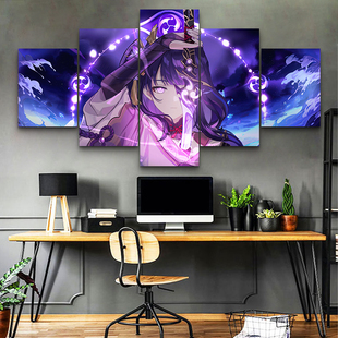 原神挂画二次元动漫周边雷神申鹤电竞房间装饰壁画游戏网吧装饰画