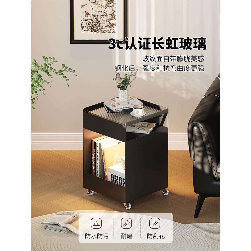 创意沙发边几轻奢高级感可移动茶几客厅家用金属铁艺床头柜小推车
