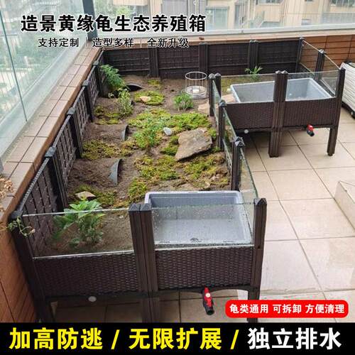 黄缘龟专用缸家用陆龟半水龟缸生态造景安缘台缘乌龟闭壳龟养殖箱