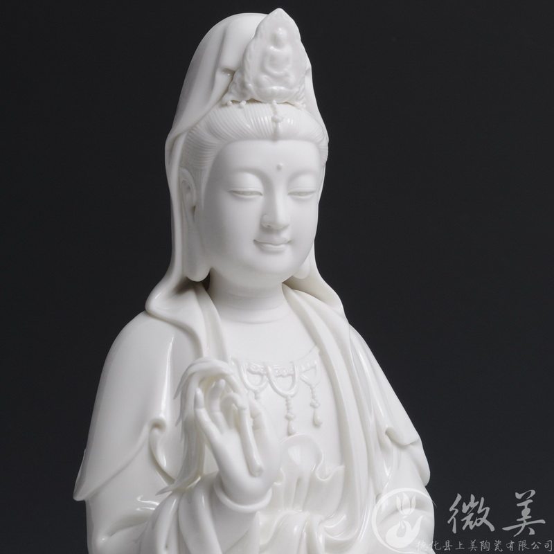 陶瓷观音佛像16至20寸 新中式风格家用观世音菩萨像 立式微笑站像