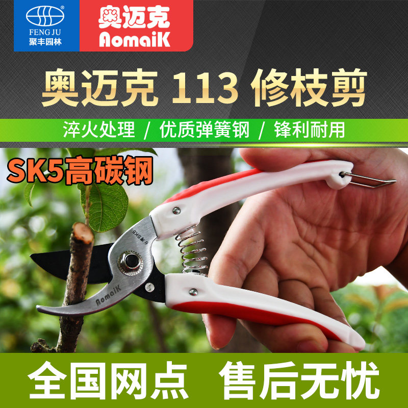 奥迈克113修枝剪园林园艺工具花枝剪修剪盆景果树枝省力剪刀