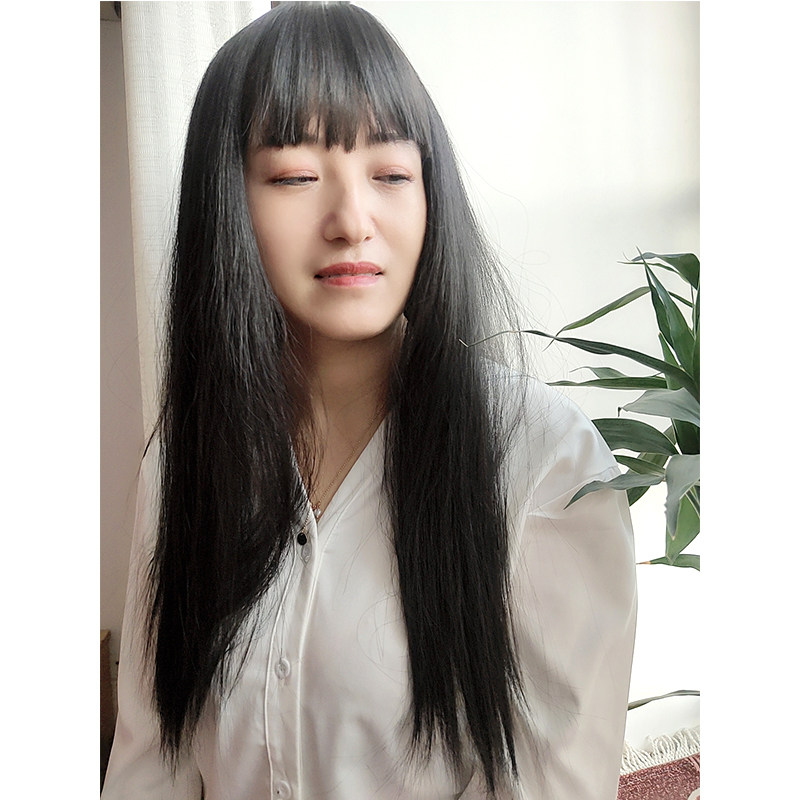 假发女长直发时尚显瘦假发女空气浏海黑风自然全头套式网红假发套