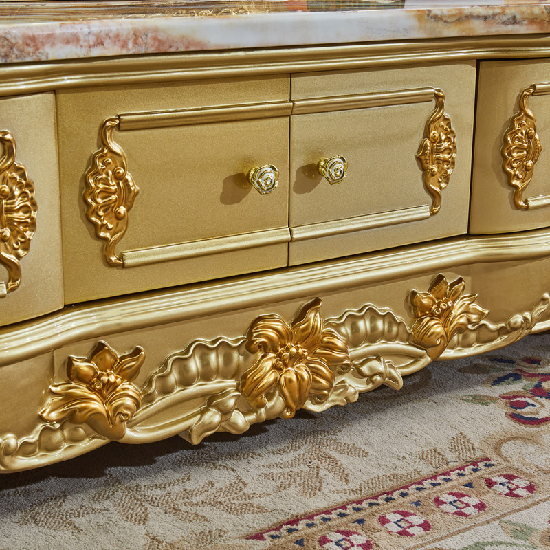 欧式大理石茶几电视柜组合沙发客厅家具套装别墅奢华实木雕花茶桌