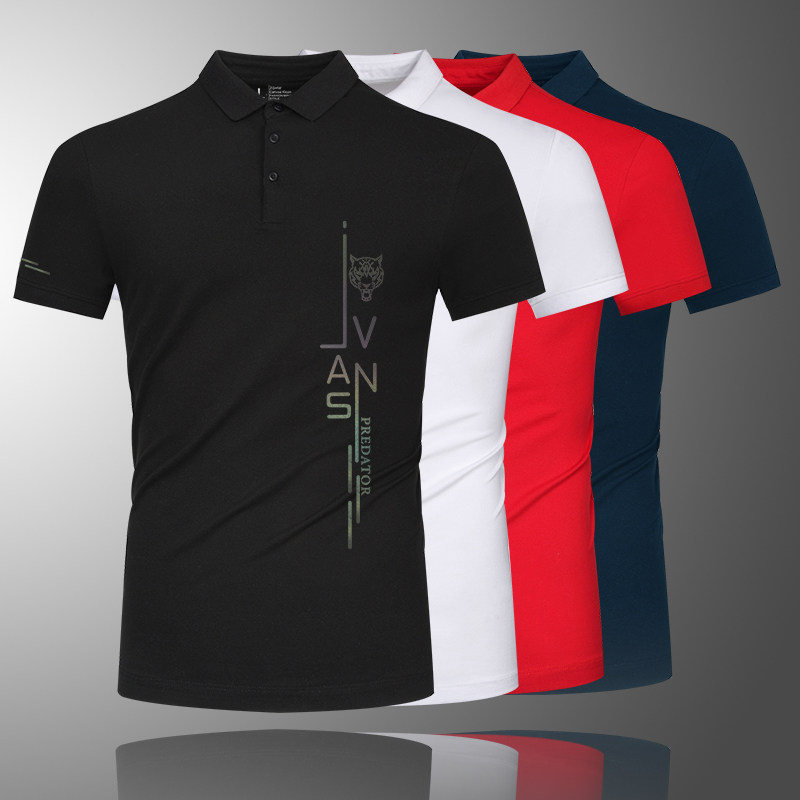 polo衫男短袖t恤带领翻领男士商务潮男夏季2021新款立领纯棉男装