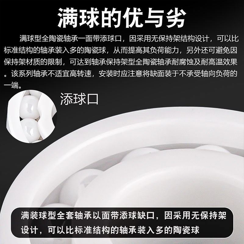 氧化锆满球满珠全陶瓷轴承16001 16002 16003 16004 16005 16006