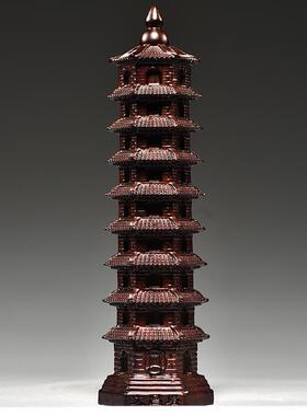 黑檀木雕刻13层文昌塔摆件木头文昌塔十三层家居客厅办公室装饰品