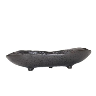 配剑山陶瓷船型花盆日式花器传统禅意插花水盆茶室酒店软装饰摆件