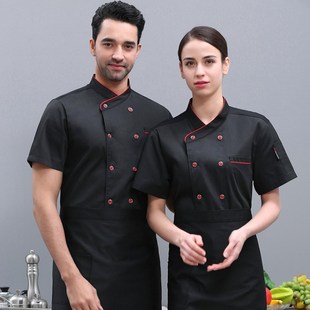 饭店厨师服短袖夏季酒店餐饮食堂厨房工作服薄款面馆餐厅后厨工衣