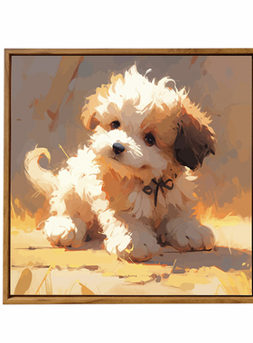 比熊犬数字油画DIY手工减压数字油画可定制狗狗装饰画套装